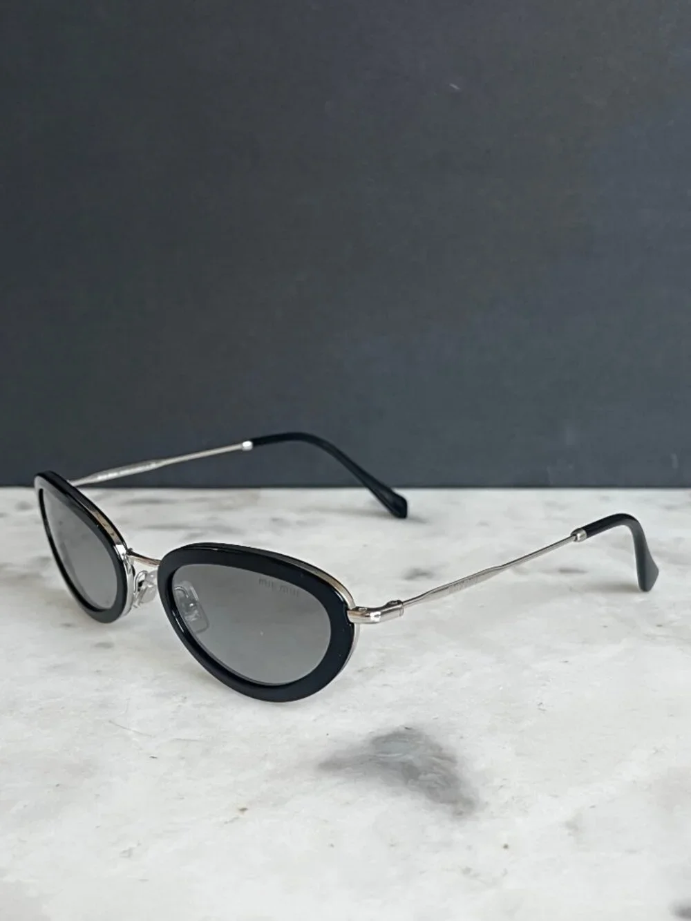 Miu Miu CORE COLLECTION MU58US Oval Sunglasses | 1344R2-OPAL AZURE - Picture 3 of 12